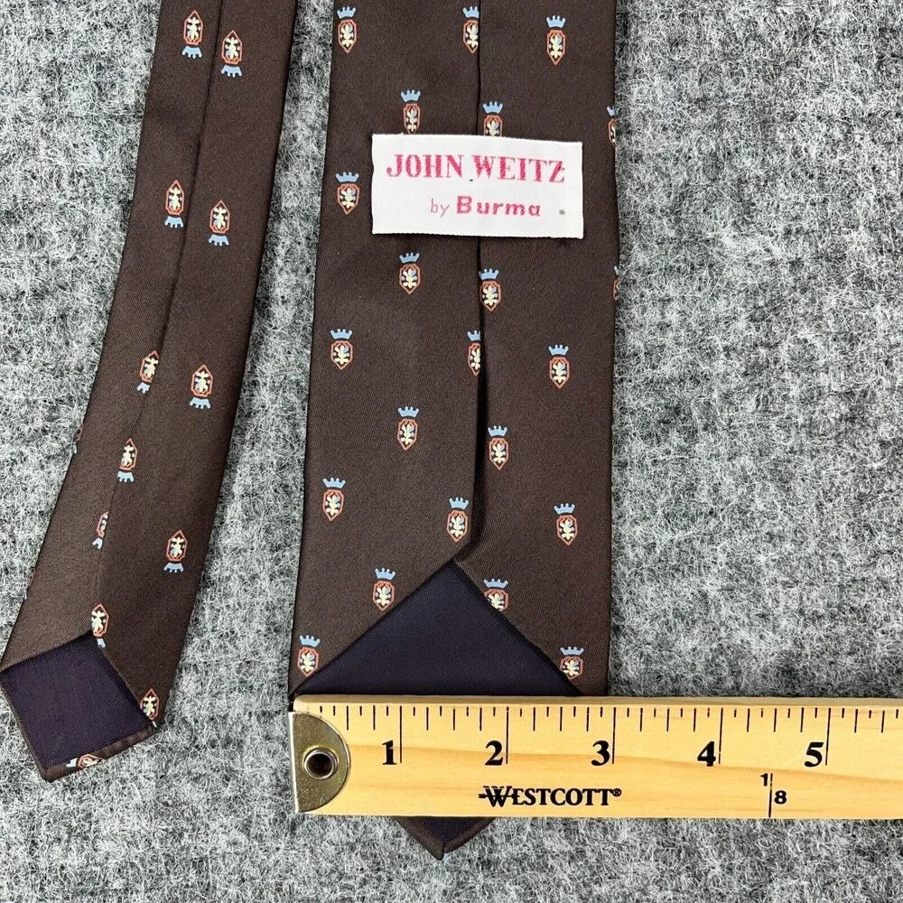 Vintage 1970s John Weitz Burma Tie Mens Brown Polyster 53